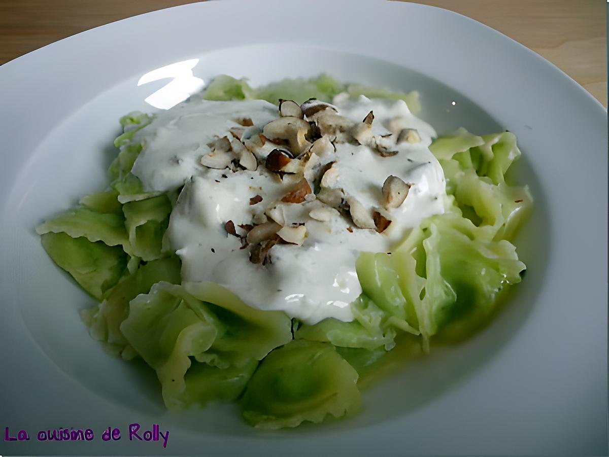 recette Ravioles, sauce crémeuse au philadelphia et noisettes