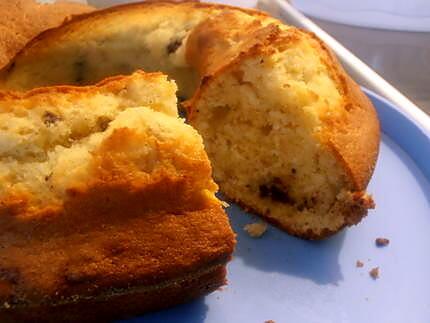 recette cake rond banane-choco-rhum