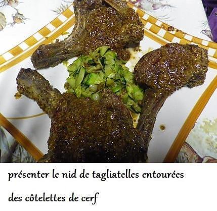 recette Côtelettes de cerf à la moutarde à l’ancienne et tagliatelles de courgettes