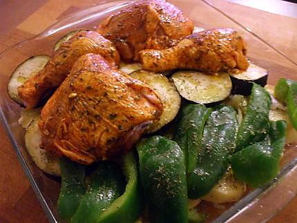 recette " Cuisses de poulet rôties aromatisées  aux herbes de provence....."