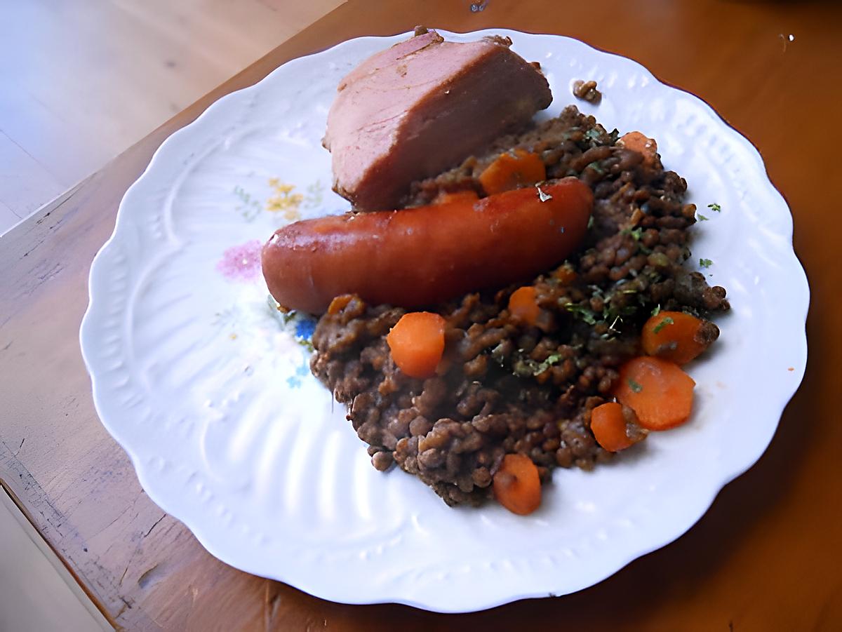 recette Saucisses de Montbéliard et lentilles du Puy