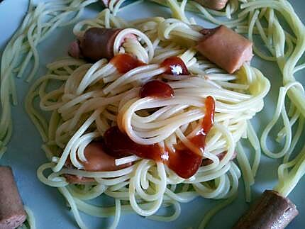 recette Collier de spaghetti aux saucisses