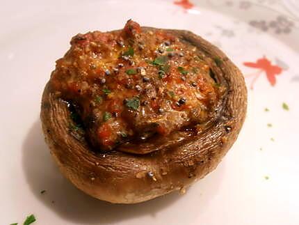 recette champignons farcis au chorizo, graines de pavot