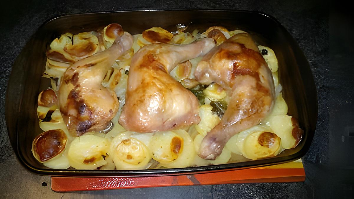 recette Cuisses de poulet aux pommes de terre boulangère