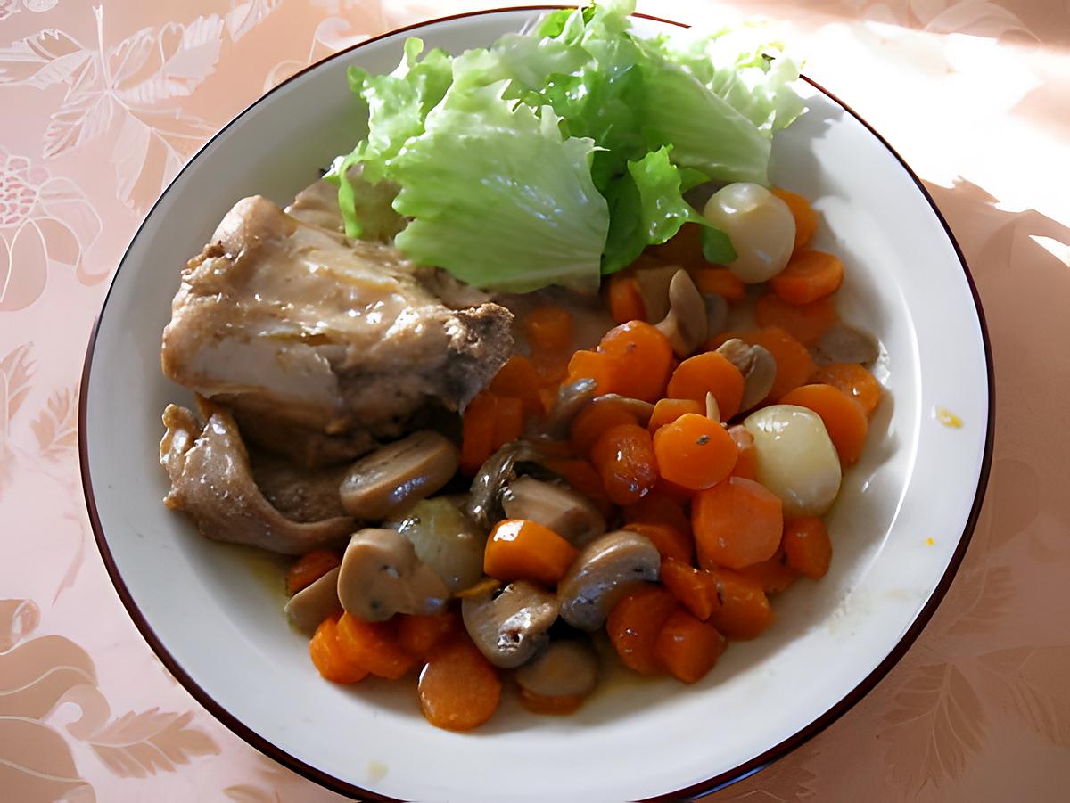 recette Râbles de lapin aux carottes et aux champignons