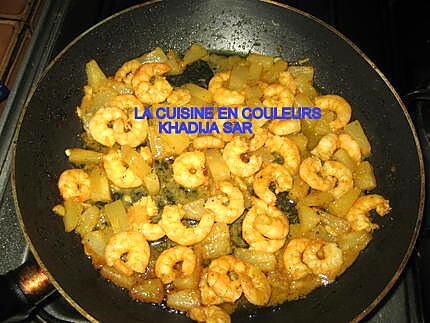 recette Crevettes sautèes a l` ananas