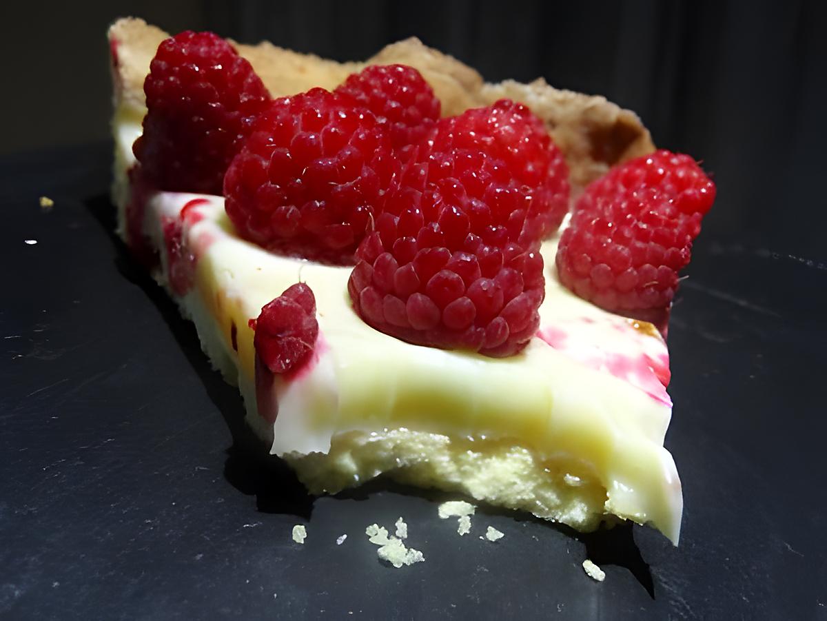 recette Tarte Framboises-chocolat blanc-citron vert-gingembre