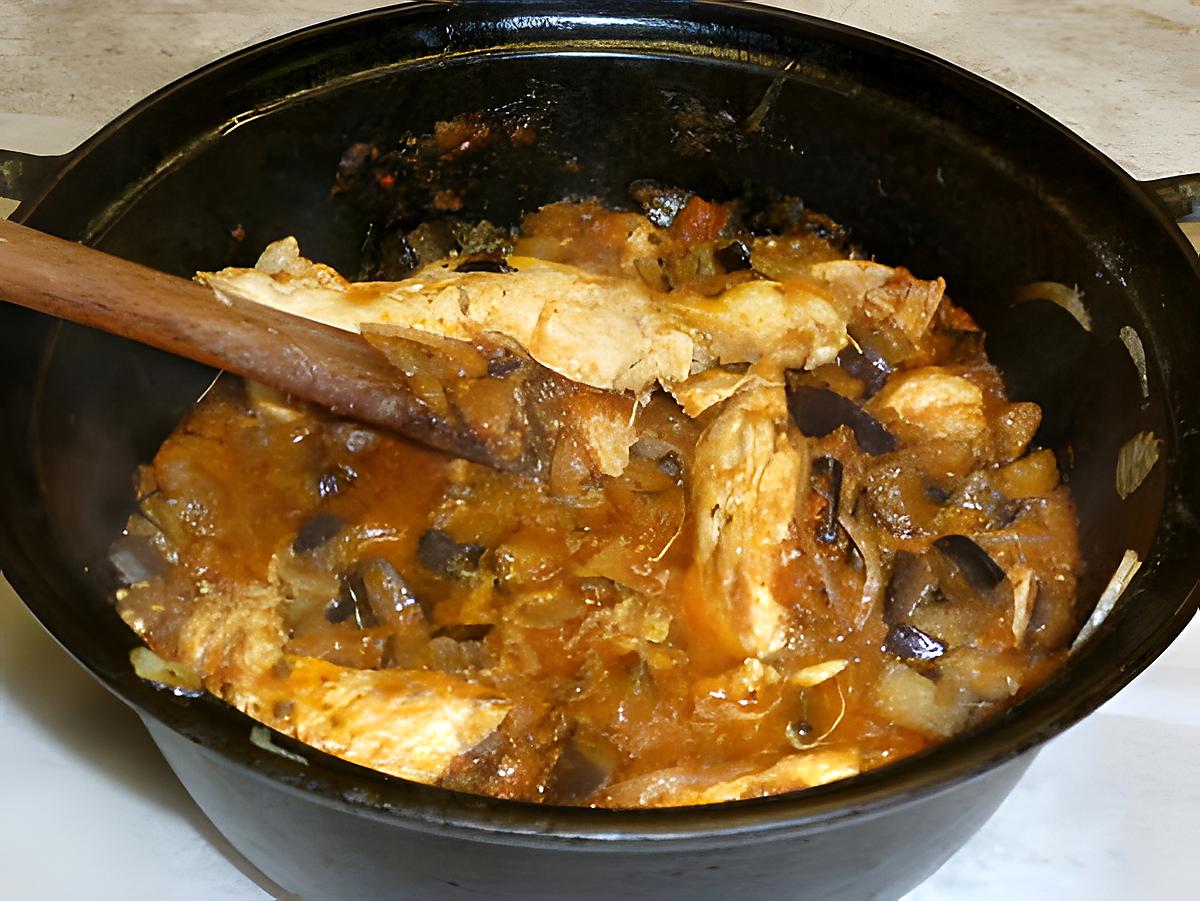 recette poulet aux aubergines/tomate rapide