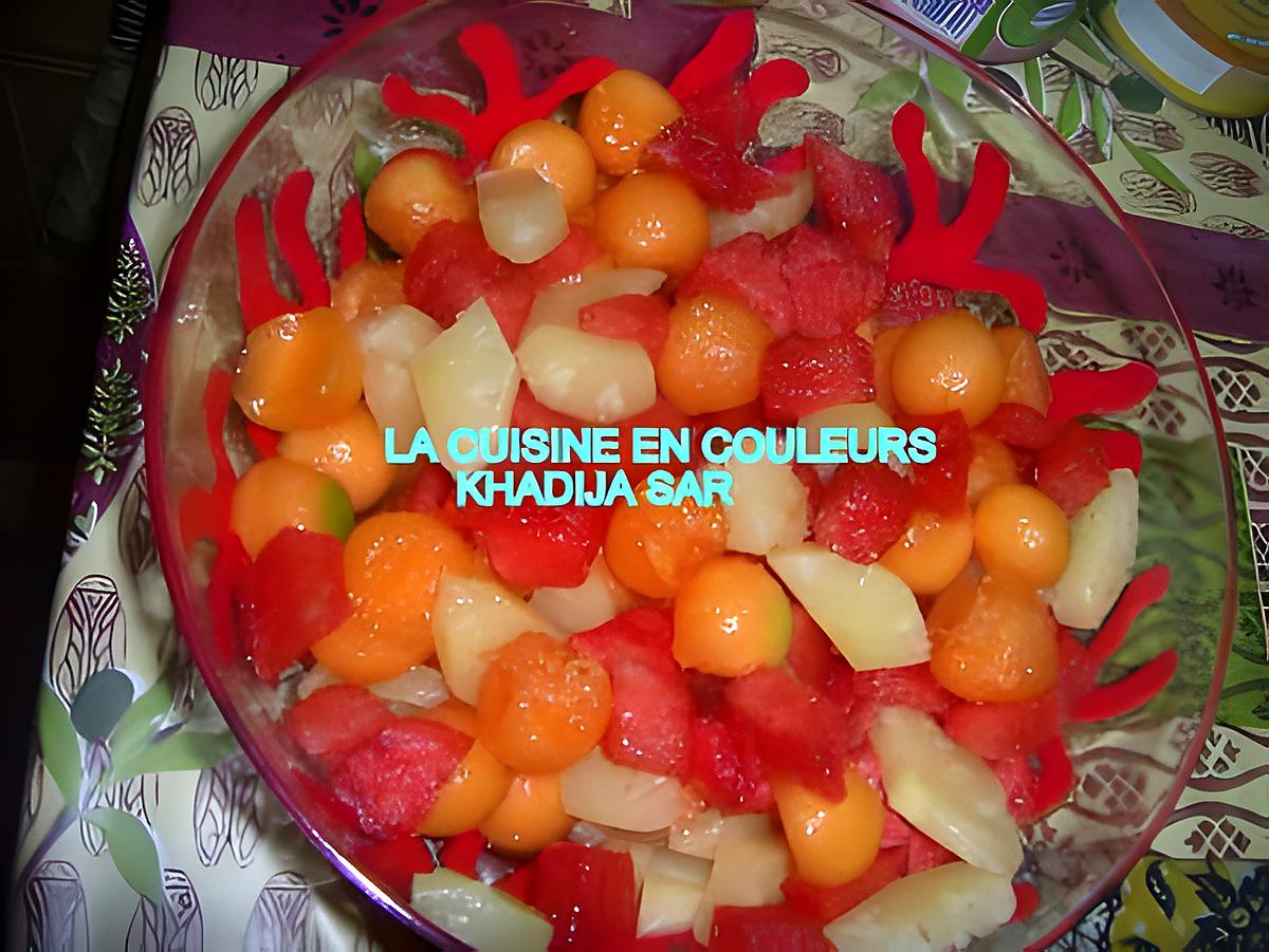 recette Salade de fruits(ananas,melon,pastèque)
