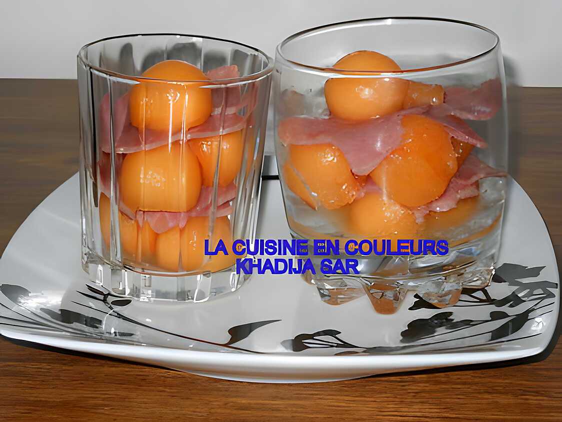 Verrines sucrèes-salèes(melon-jambon)