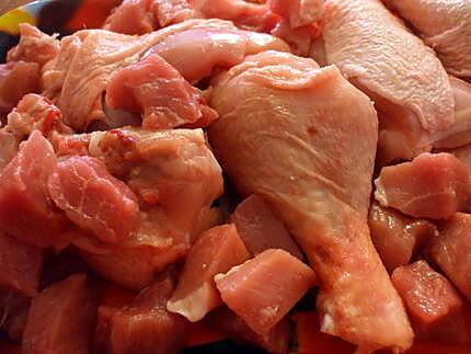 recette " Arroz Mixto... con pollo y magro .."...(...Riz ...au Porc et au Poulet...)
