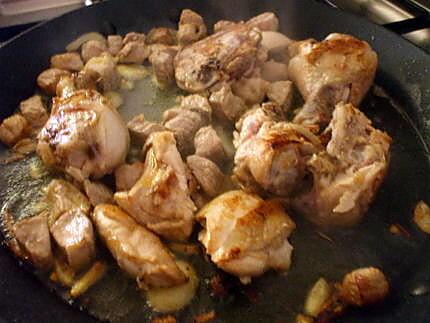 recette " Arroz Mixto... con pollo y magro .."...(...Riz ...au Porc et au Poulet...)