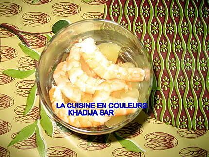 recette verrines sucrées-salées(ananas,bananes,crevettes pamplemousses)