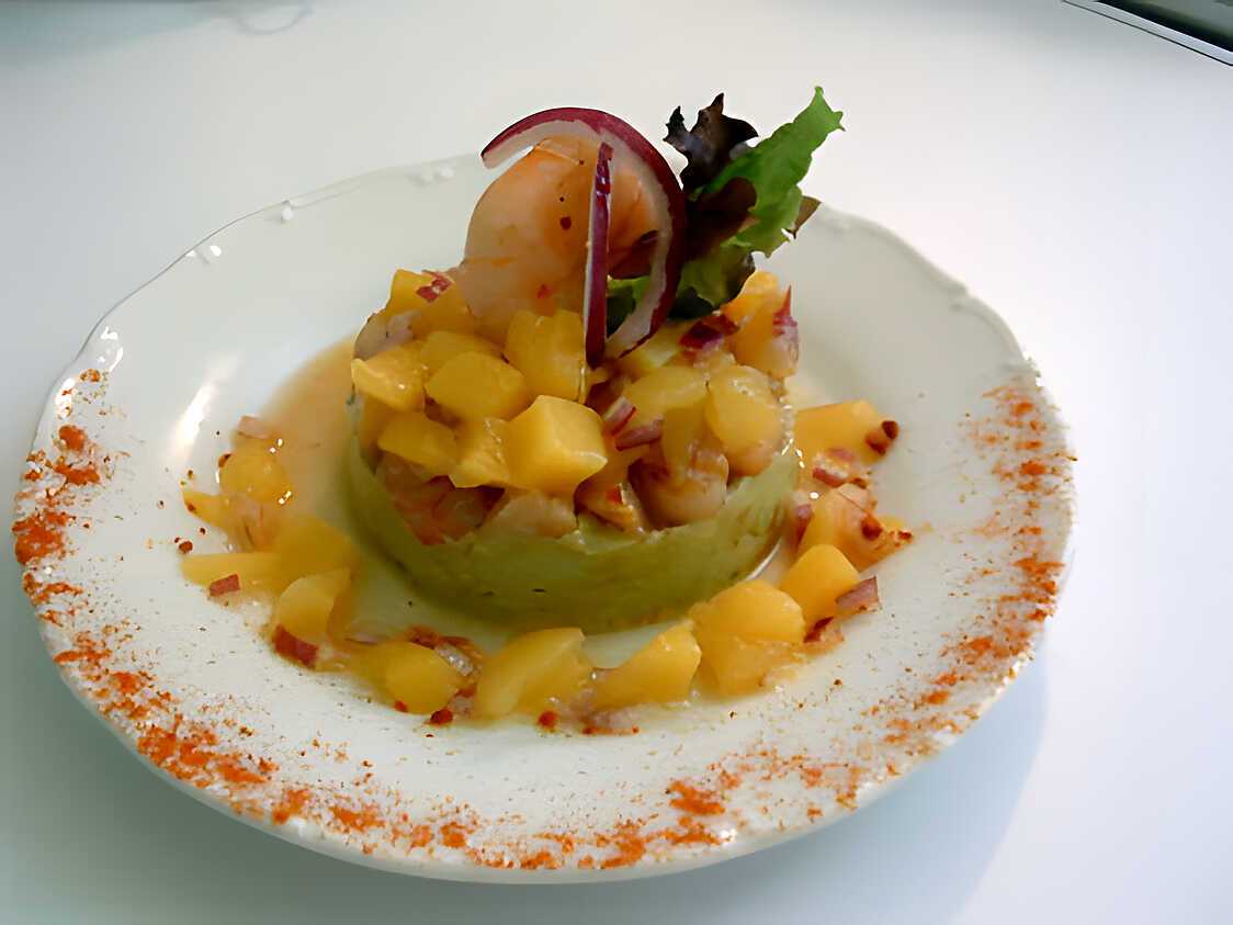 Délice d'avocat,crevettes et salsa de mangue