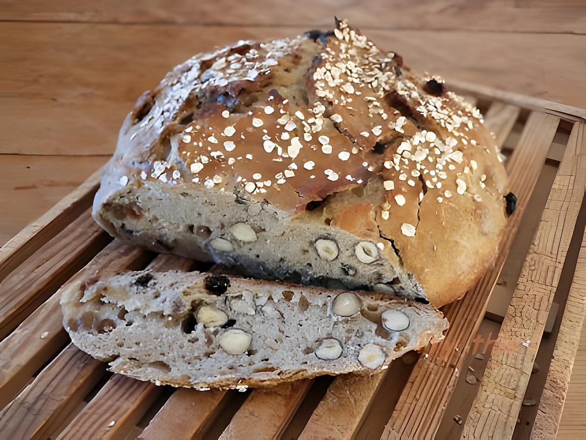 recette Pain sans pétrissage aux raisins secs et noisettes