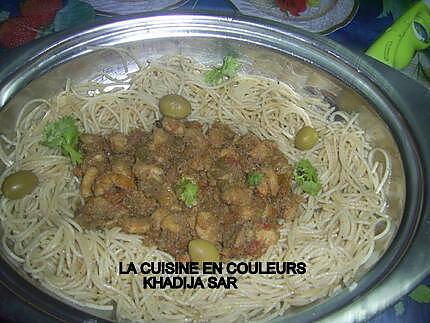 recette Spaghettis aux crevettes ( 2 éme version)
