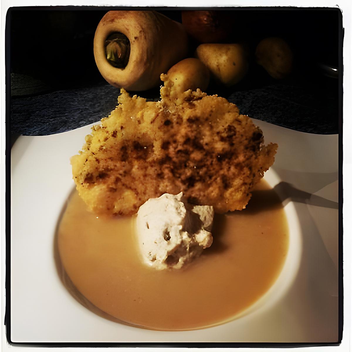 recette Velouté de Panais Chantilly au champignon et sa tuile parmesan