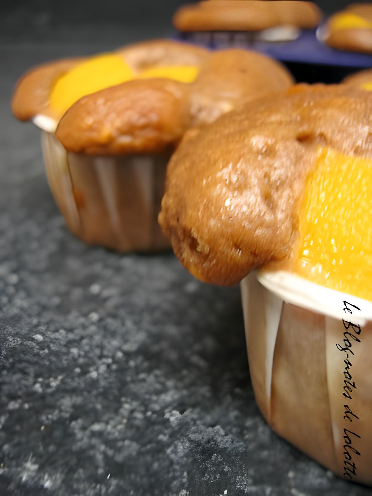 recette Petits muffins pêches, pécan, pralinoise