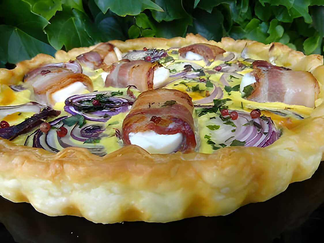 Recette de Tarte chèvre et oignons rouges