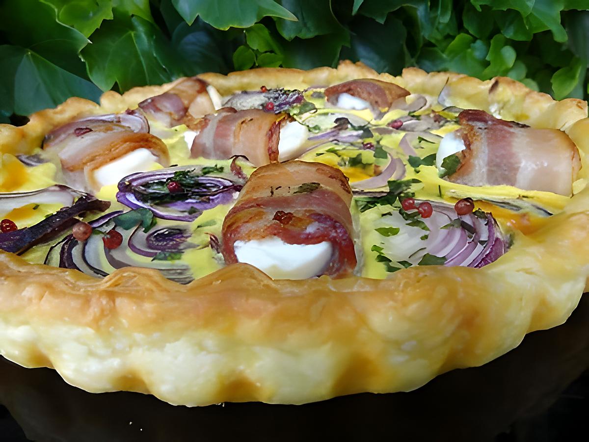 recette Tarte chèvre et oignons rouges