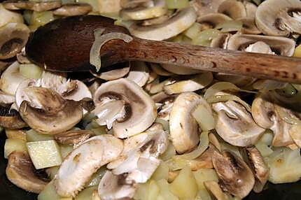 recette Poëlée avec mes restes de jambon et champignons