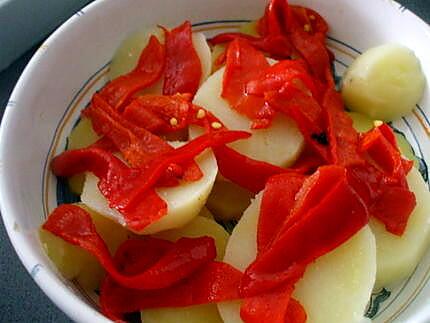 recette " Tapa de Patatas ...Anchoas...Pimientos del Piquillo.... con Aïoli....."