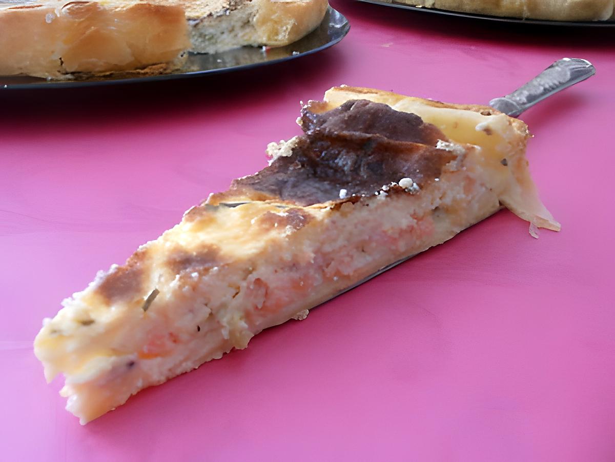 recette tarte aux petits pois et cubes de saumon fumé