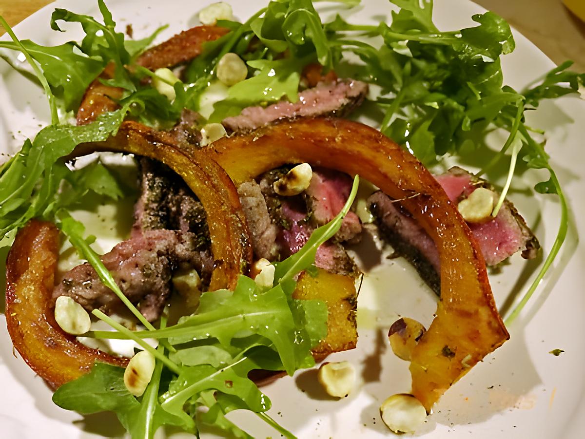 recette Salade de boeuf et potimarron rôti