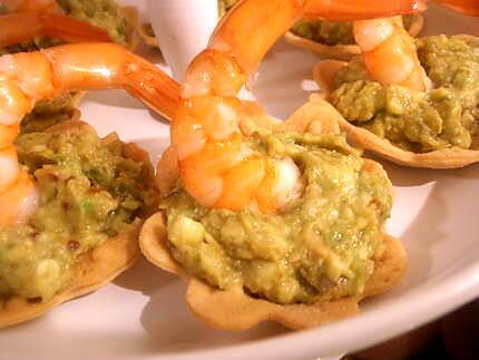 recette tartelette guacamole-crevette