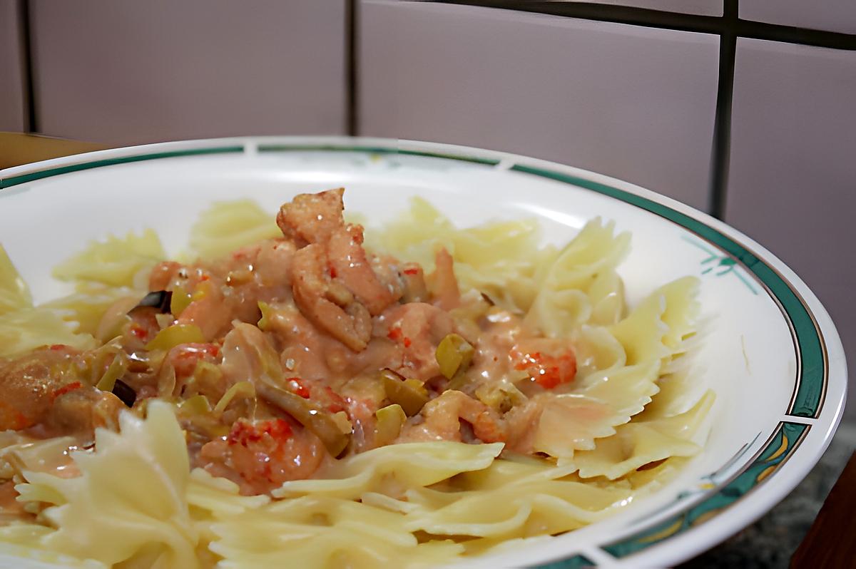 recette Farfalle aux queux d'écrevisses et poireaux