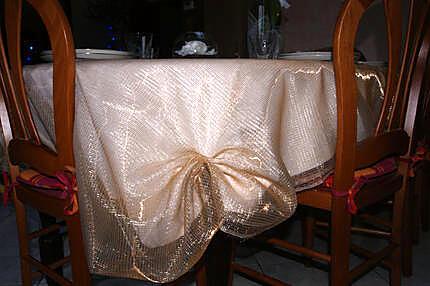 recette Idée de déco de table (blanc/doré) et en plus un pliage de serviette....