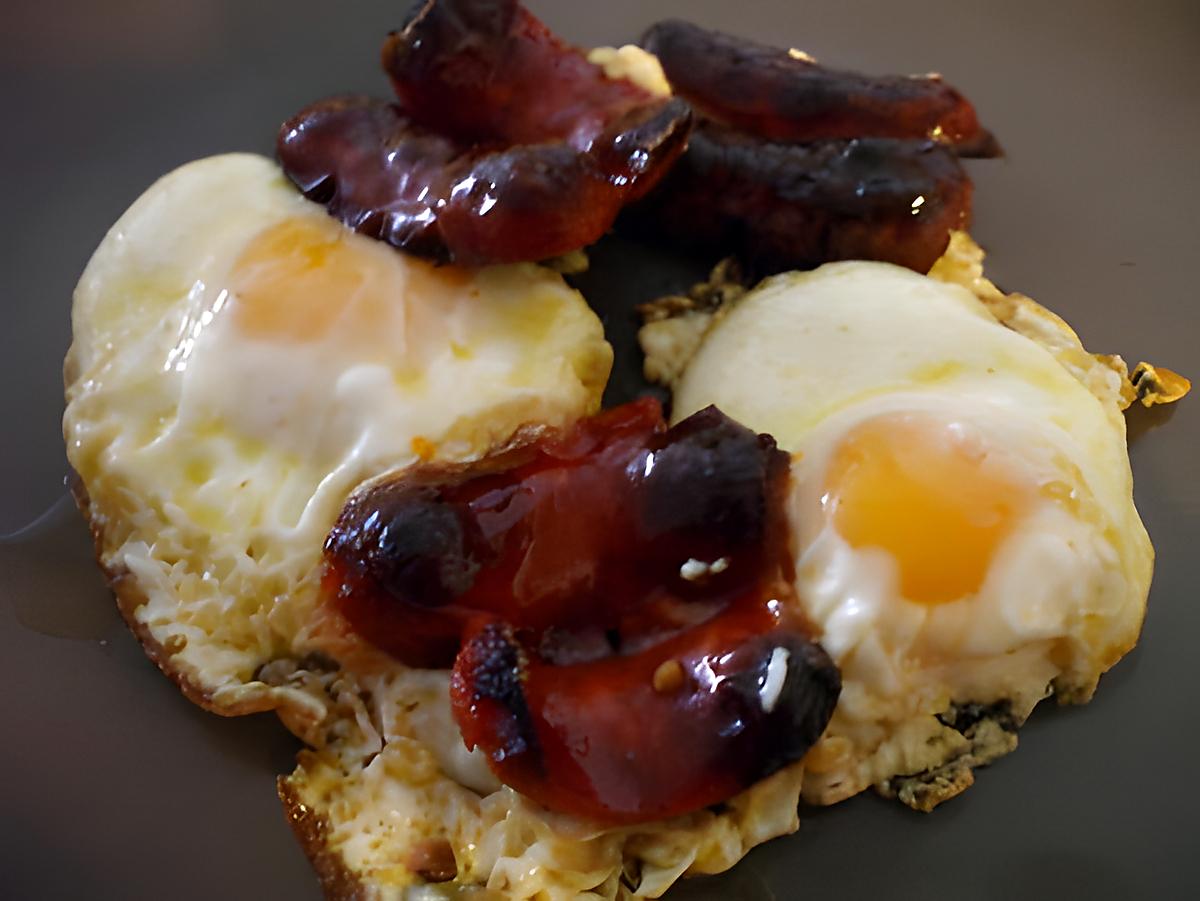 recette " Plato combinado N°10...".. Huevos fritos con chorizos....( Oeufs frits et chorizos....)