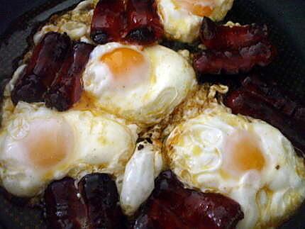 recette " Plato combinado N°10...".. Huevos fritos con chorizos....( Oeufs frits et chorizos....)