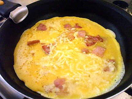 recette " Omelette jambon fromage en soufflé..."