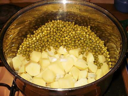 recette brrrrrrrrrrr,il fait froid,alors vite un bon repas potage complet bien chaud:  -soupe aux poids.-