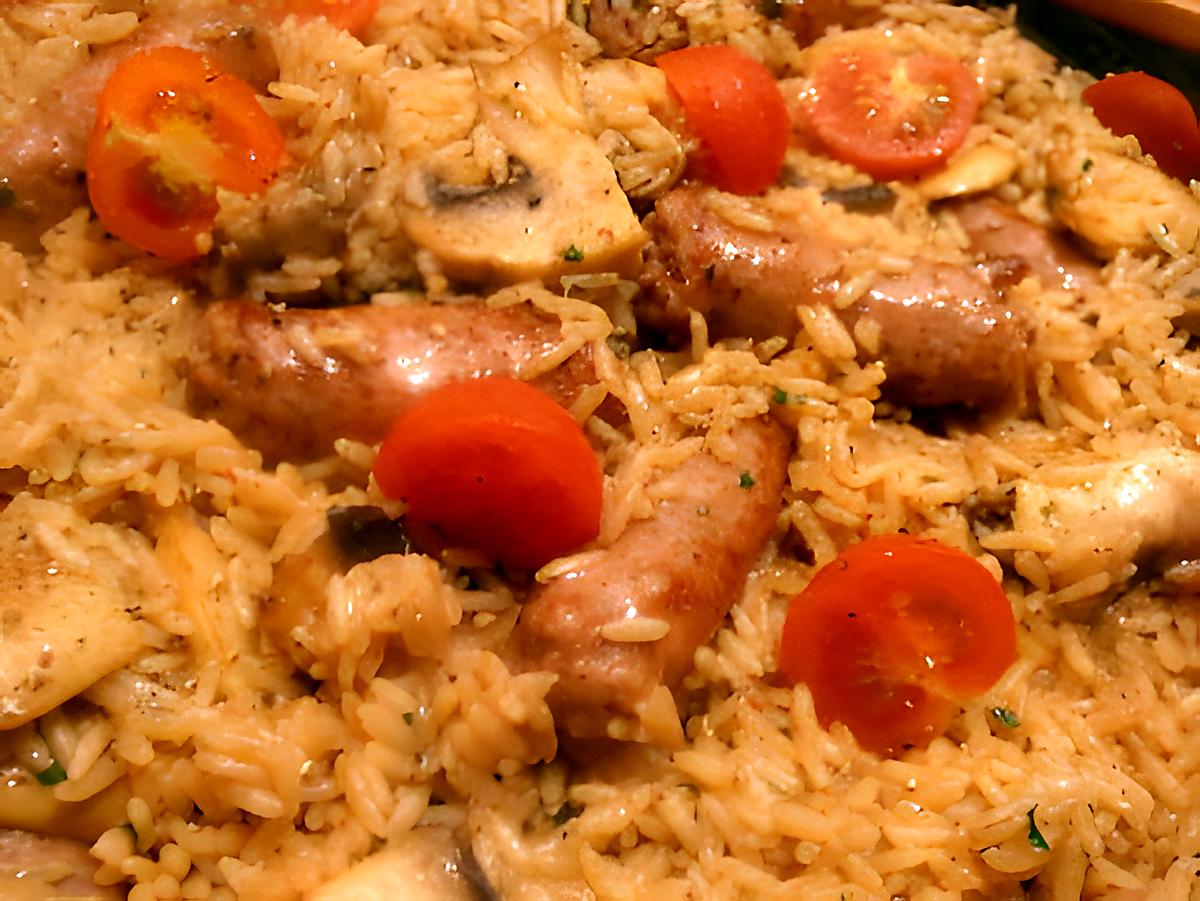 recette riz poêlé aux chipolatas