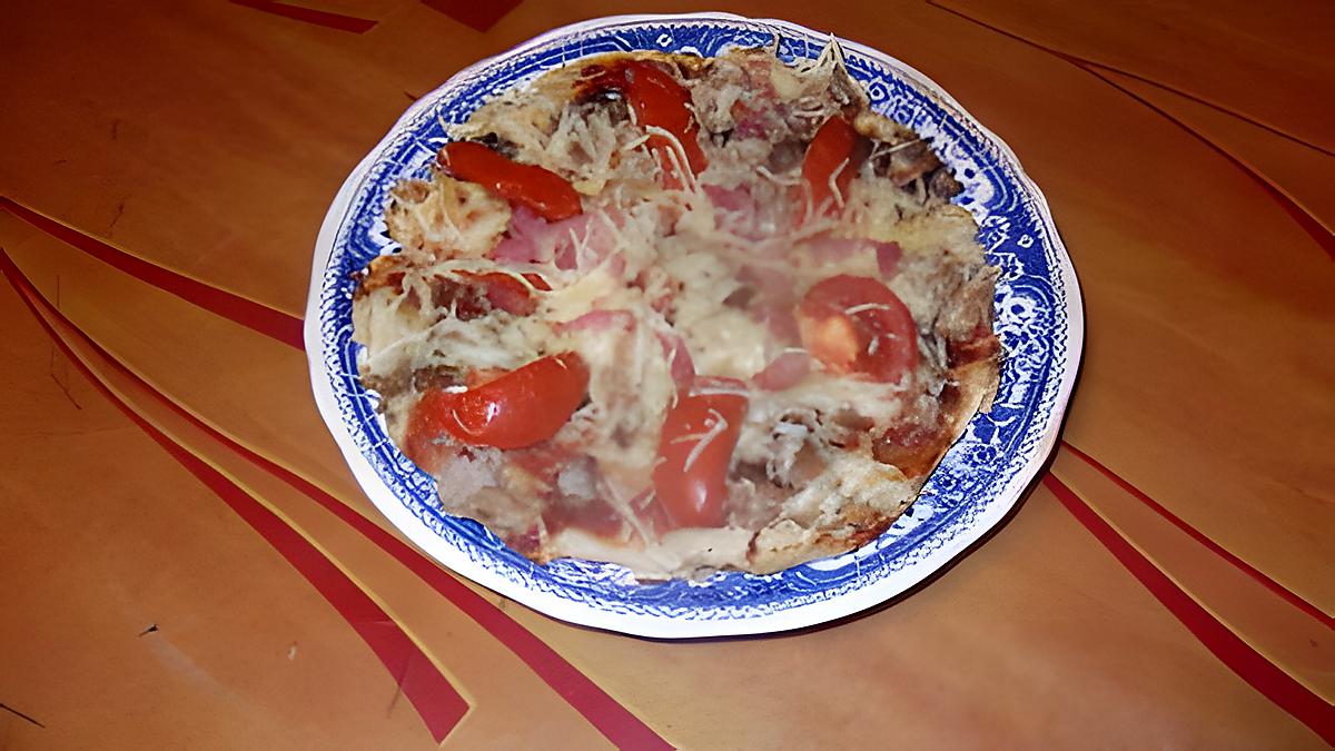 recette pizza thon lardons  tomates;;;ma pate a pizza de jeanmerode