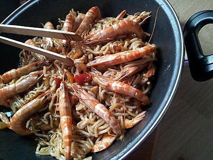 recette Ramen et son sautés de crevettes sauce cantonnaise