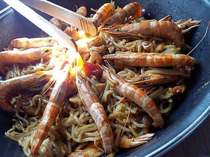 recette Ramen et son sautés de crevettes sauce cantonnaise