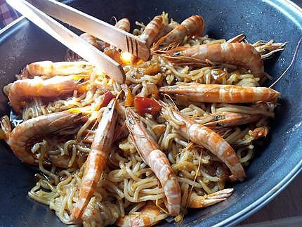 recette Ramen et son sautés de crevettes sauce cantonnaise