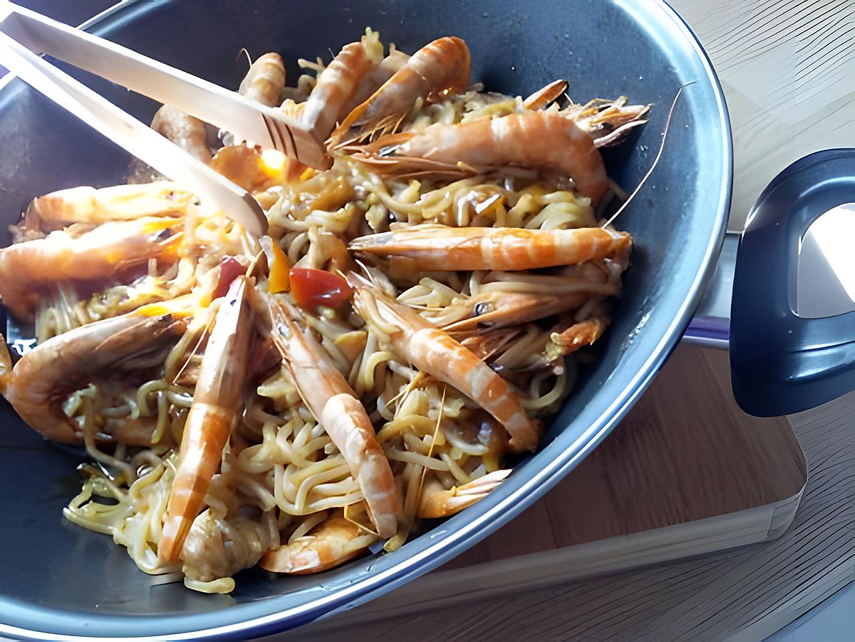 recette Ramen et son sautés de crevettes sauce cantonnaise