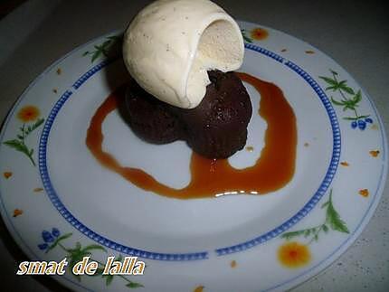 recette FONDANT AU CHOCOLAT, GLACE CARAMEL AU BEURRE SALE