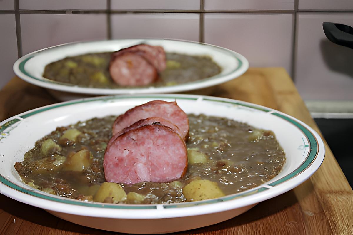 recette Lentilles au citron, saucisse de Morteau