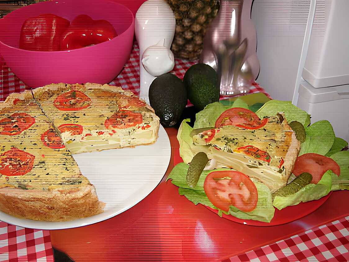 Recette de Tarte aux poivron pomme de terre et elle et vire ciboulette