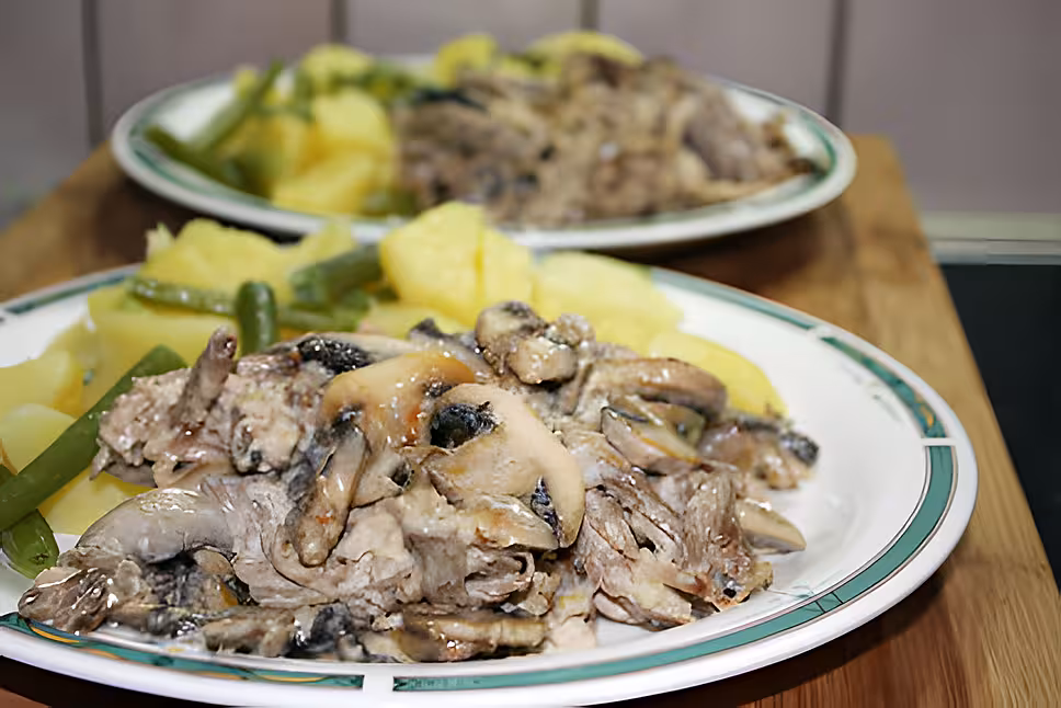 recette Porc rôti aux champignons