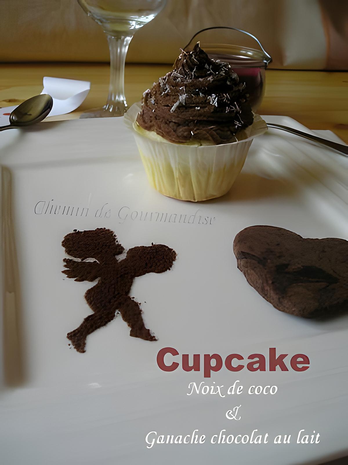 recette Cupcakes noix de coco & ganache au chocolat au lait {St Valentin}