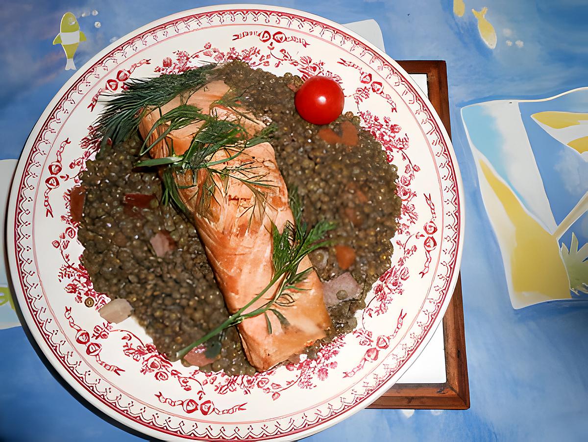 recette Pavés de saumon sur lentilles vertes