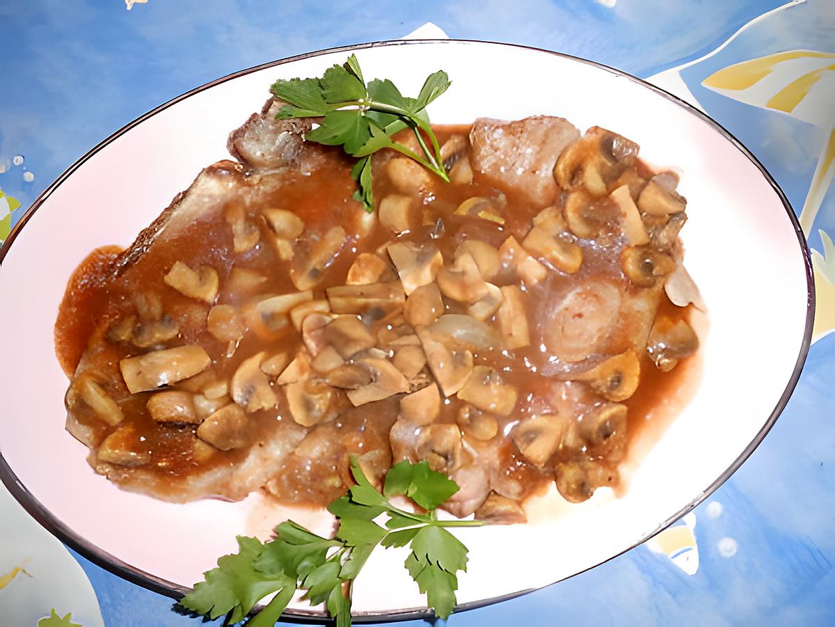 recette Cotes de porc au madére