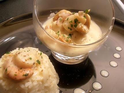 recette noix de saint-jacques au curry et sa timbale de riz parfumé