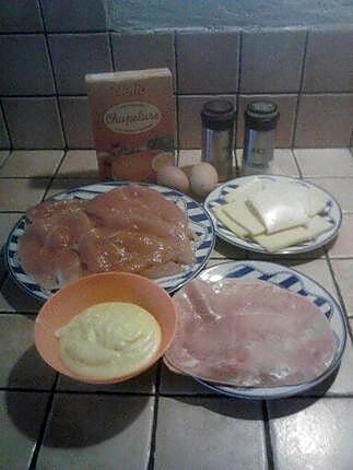 recette Escalope panée, jambon blanc emmental et béchamel